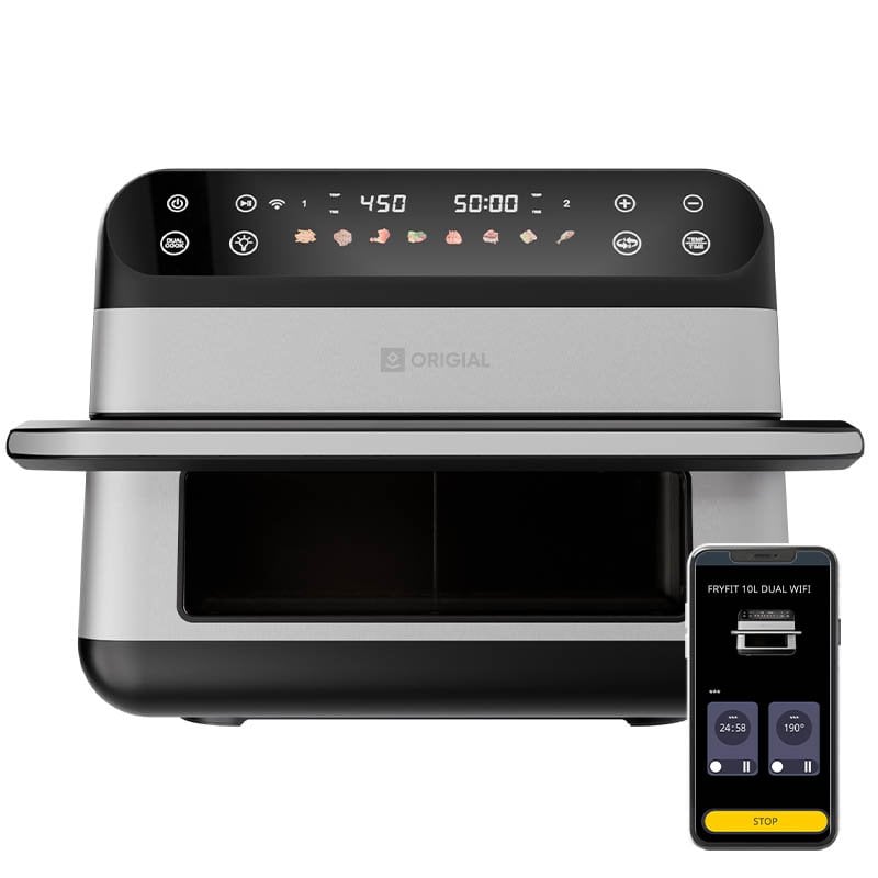 Image of Friggitrice ad aria FRYFIT originale da 10 litri con doppio Wi-Fi, 10 litri, doppio Wi-Fi, 2800 W, acciaio inox cod079