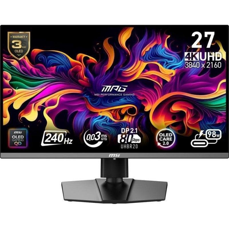 Écran PC MSI MPG 272URX 27" Ultra HD 4K 240Hz QD-OLED 0,03ms Adaptive Sync USB-C Hauteur Réglable
