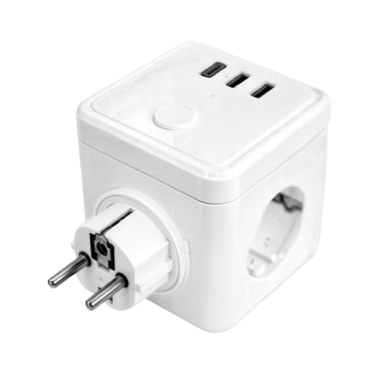 Image of argento Electronics E-block Multi-socket Cube 3 Prese + Interruttore 2 USB + 1 USB-C Smart Wifi