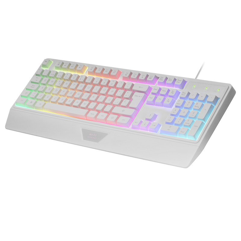 Mars Gaming Mk124 Clavier Ergonomique H-Mech FRGB Repose-Poignet Antighosting Français Blanc - vue 2