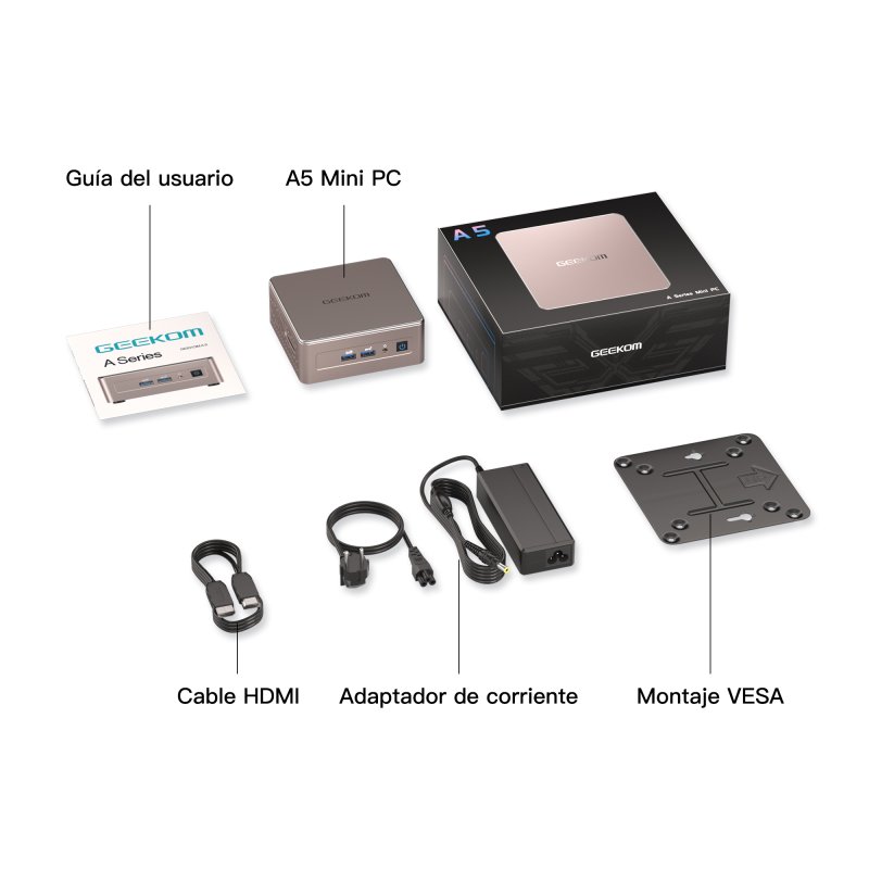 GEEKOM A5 Mini Pc AMD Ryzen 7 5825U/16GB/512GB SSD | PcComponentes.com