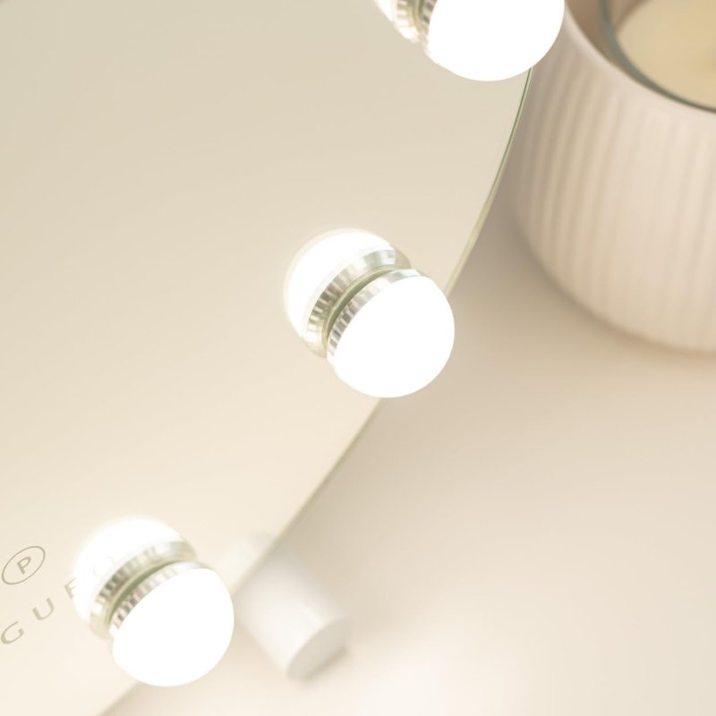 Flamingueo Miroir Coiffeuse Rond - 11 LED - 3 Modes D'Éclairage - Intensité Réglable - Contrôle Tactile - Position Réglable - Miroir Maquillage Lumineux - Blanc - 42,5x10x42cm Flamingueo Miroir Coiffeuse Rond - 11 LED - 3 Modes D'Éclairage - Intensité Réglable - Contrôle Tactile - Position Réglable - Miroir Maquillage Lumineux - Blanc - 42,5x10x42cm