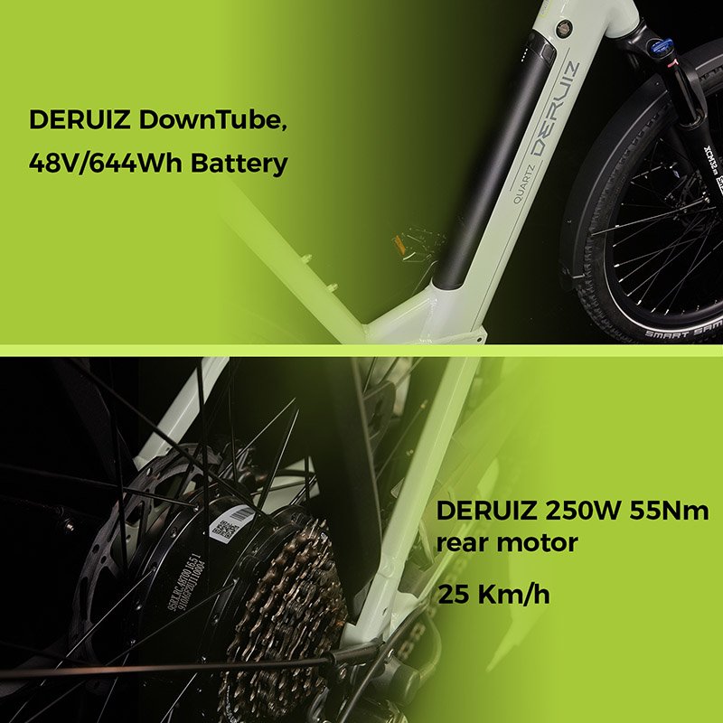 DERUIZ Quartz SUV 2025 Bicicletta elettrica SUV 27,5 644 Wh E-City Bike Autonomia massima 161 km Verde