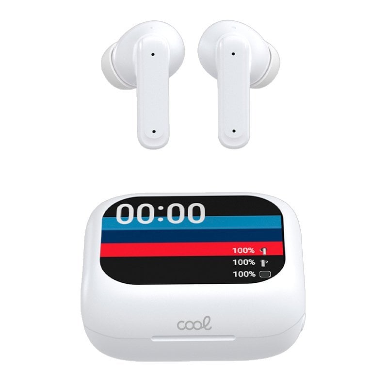 Image of Cuffie stereo wireless Bluetooth ANC Cool Ambient con display LCD bianco