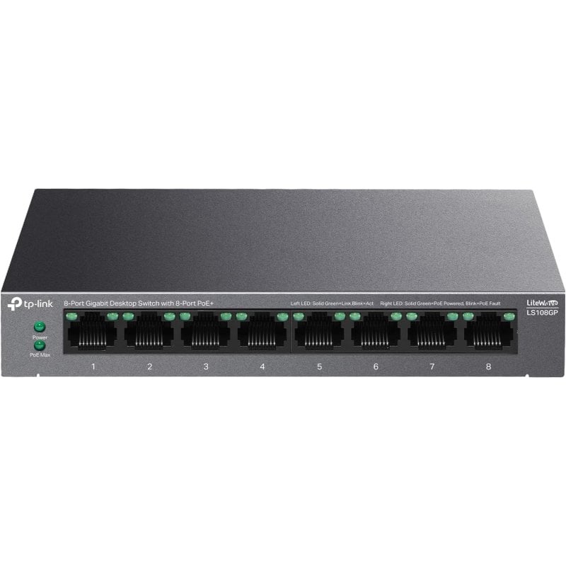 Image of TP-Link LS108GP - 5 porte Gigabit, 4 porte PoE+, trasmissione PoE fino a 250 m