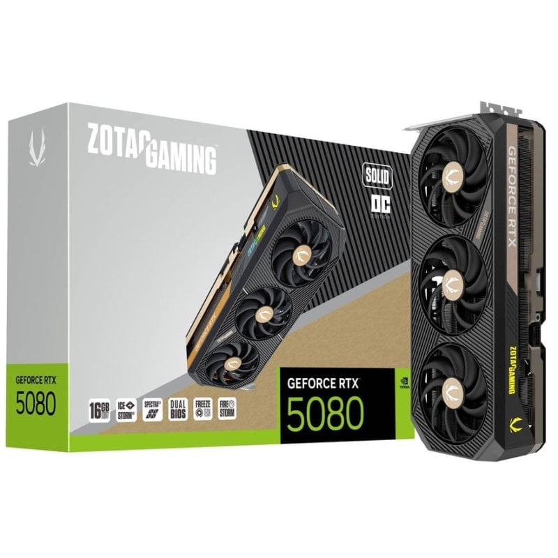 Image of Scheda grafica ZOTAC GAMING GeForce RTX 5080 SOLID OC da 16 GB GDDR7 Reflex 2 RTX AI DLSS4