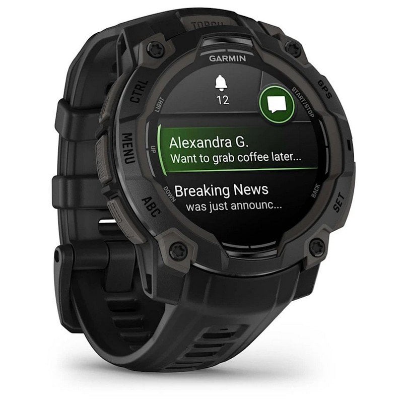 Image of Garmin Instinct 3 45mm AMOLED GPS Sport Smartwatch 10ATM Nero con Cinturino Nero