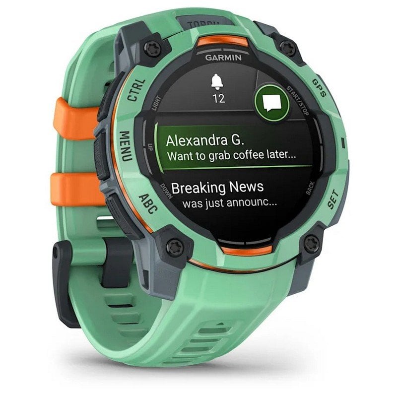 Image of Garmin Instinct 3 45mm AMOLED GPS Sport Smartwatch 10ATM Verde con Cinturino Verde