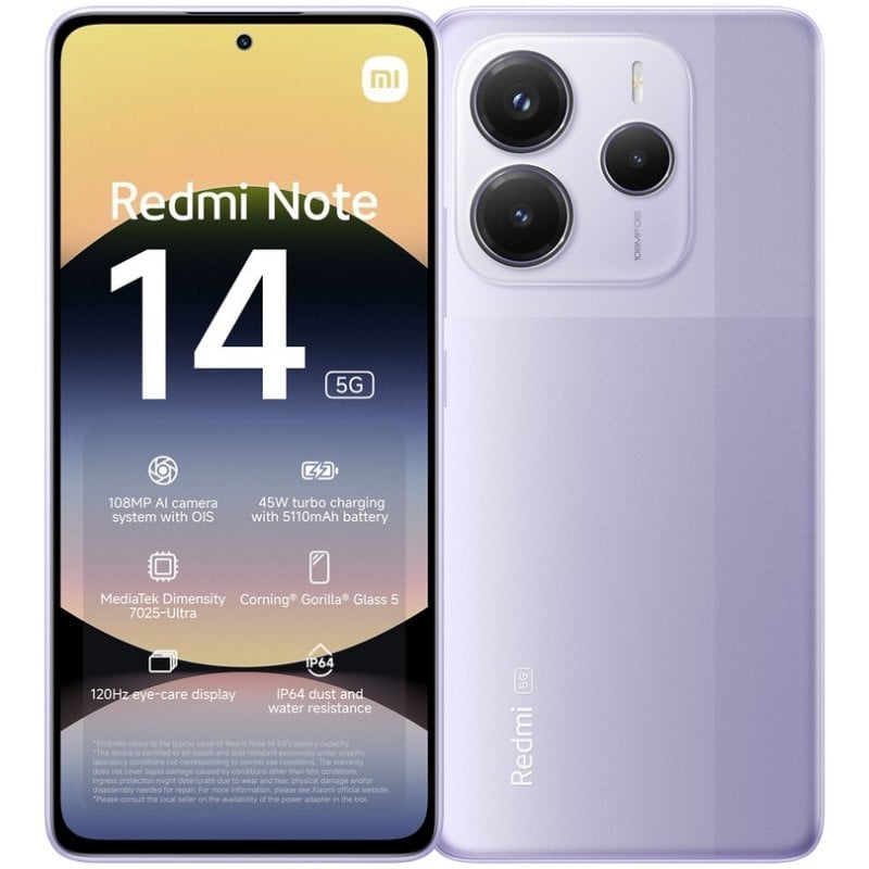 Image of Xiaomi rossomi Note 14 5G 6/128GB Lavanda Viola Sbloccato