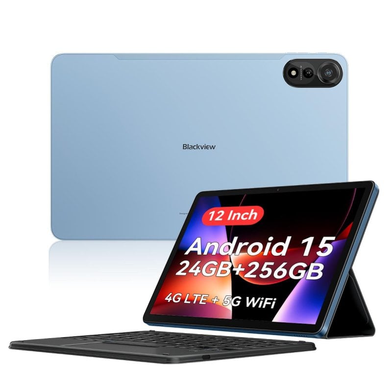 Image of neroview Mega 2 12" FHD+ 2K 8GB/256GB 4G Android 15 Blu + Tastiera Bluetooth QWERTY Inglese