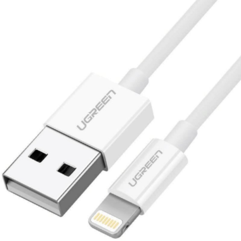 Image of Cavo UGREEN 20728 da USB-A maschio a LIGHTNING. Certificato MFI. 1 metro. Colore bianco. Compatibile con iPhone, iPad, iPod. Bianco