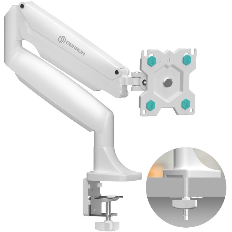 Image of Onkron Monitor Arm da 13 a 32 pollici - Supporto per schermo computer fino a 9 kg - Supporto monitor con Vesa 75x75 e Vesa 100x100 / Braccio TV girevole e inclinabile G100-w bianco