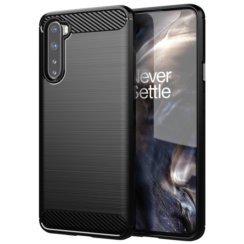 Image of Max Power Digital Carbon Fiber Antiurto Custodia in Silicone Nero per OnePlus Nord 5G