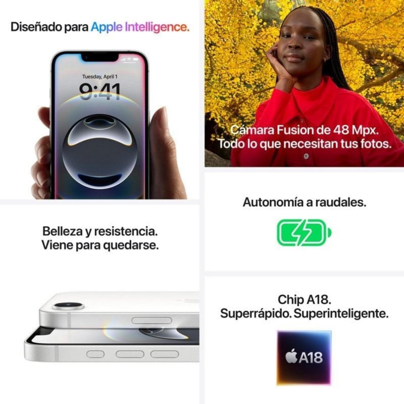 Smartphone Apple iPhone 16e 128GB Negro OLED 6,1