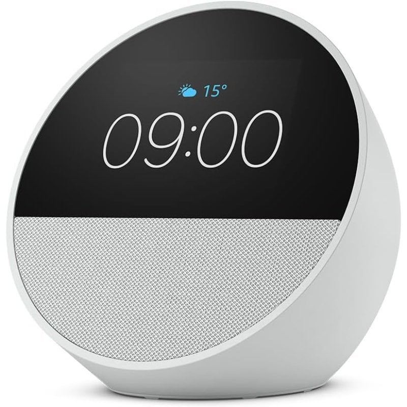 Image of Nuova sveglia intelligente Amazon Echo Spot con suono di qualità e Alexa bianco