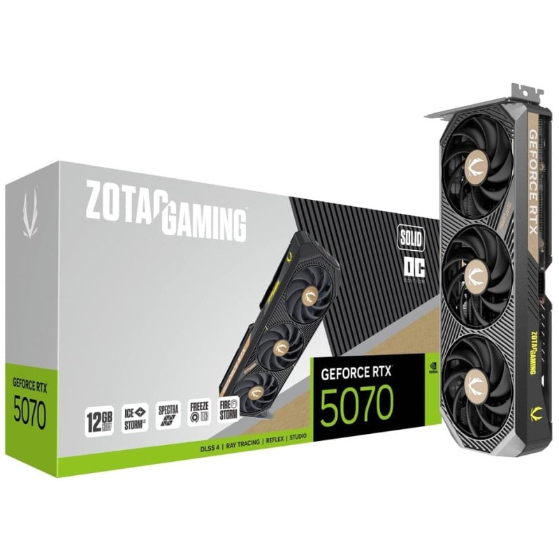 Image of Scheda grafica ZOTAC GAMING GeForce RTX 5070 SOLID OC da 12 GB GDDR7 Reflex 2 RTX AI DLSS4