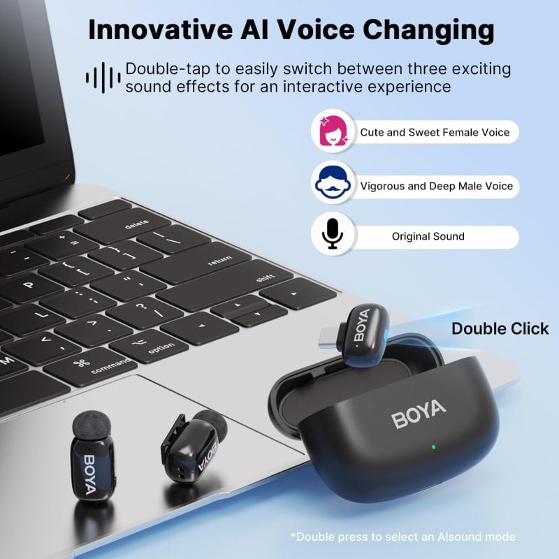 Boya Mini-14 Micrófono 5g Usb-c Cancelación Ruido 100m 48khz 30h Negro