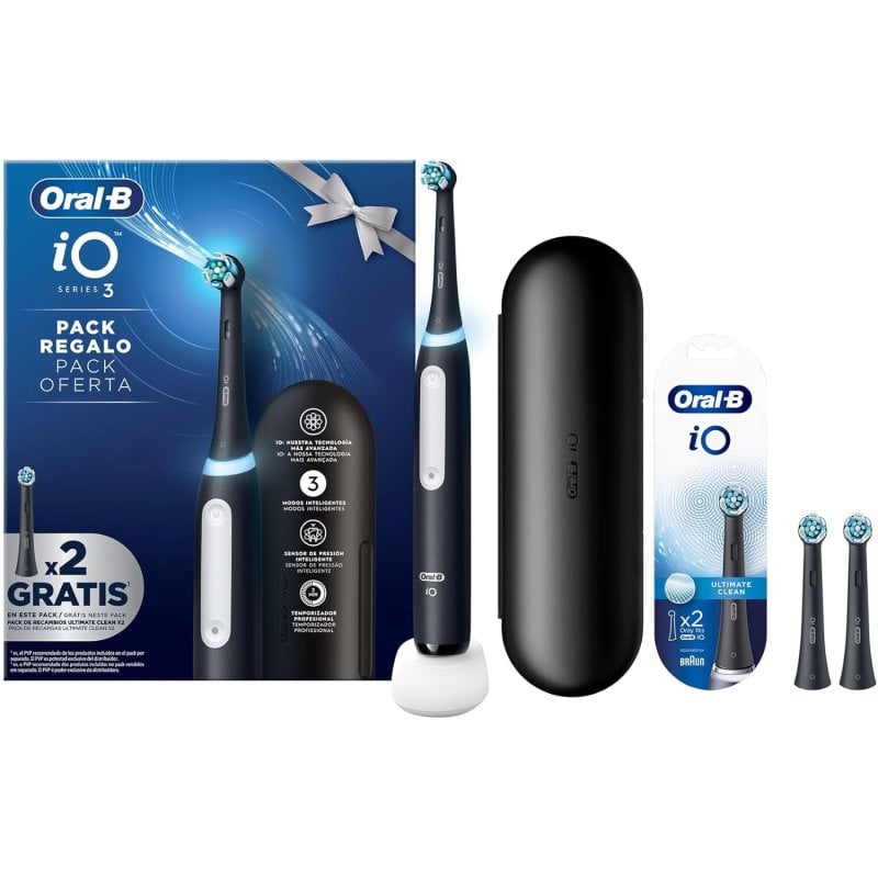 Image of Spazzolino elettrico Oral-B IO3 nero + 2 testine + custodia da viaggio