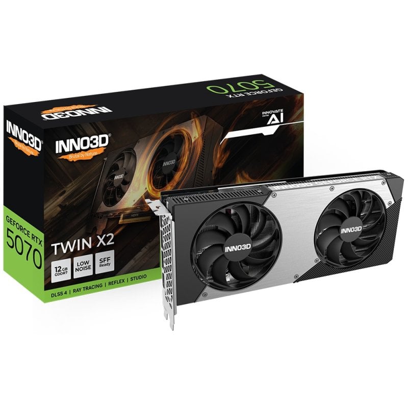 Placa Gráfica Inno3D GeForce RTX 5070 TWIN X2 12GB GDDR7 Reflex 2 RTX AI DLSS4