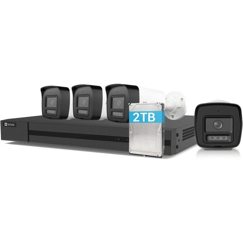 Image of Kit EZVIZ H3K PoE 4K 4 telecamere di sorveglianza UltraHD 4K + NVR X5K + 2 TB