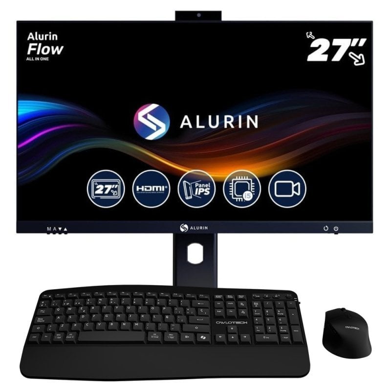 Alurin Pack Flow All in One Intel Core i5-12400/16GB/1TB SSD/27" + Owlotech MK500 Combo Teclado y Ratón Alurin Pack Flow All in One Intel Core i5-12400/16GB/1TB SSD/27" + Owlotech MK500 Combo Teclado y Ratón