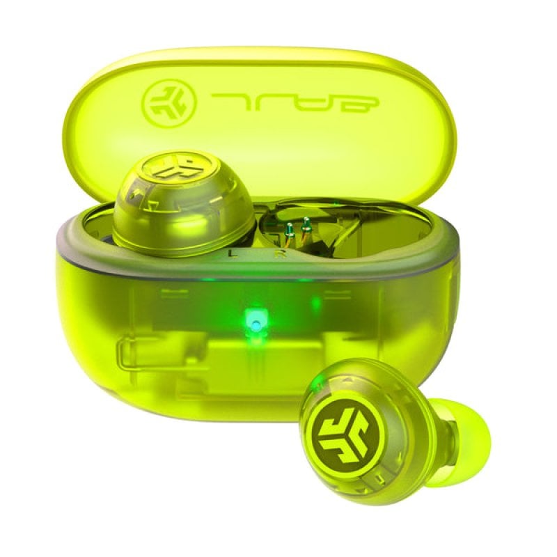 JLab Go Pop ANC Auriculares Bluetooth TWS com Cancelamento Ativo de Ruído Verdes Transparentes