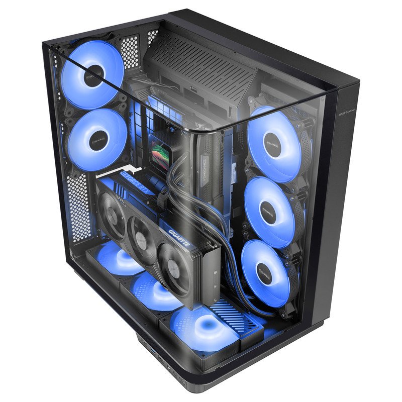 Mars Gaming MC100, ATX Gaming Case, 9 cm FRGB Ventilator, Convect-Cool Ventilatie, Zwart Mars Gaming MC100, ATX Gaming Case, 9 cm FRGB Ventilator, Convect-Cool Ventilatie, Zwart