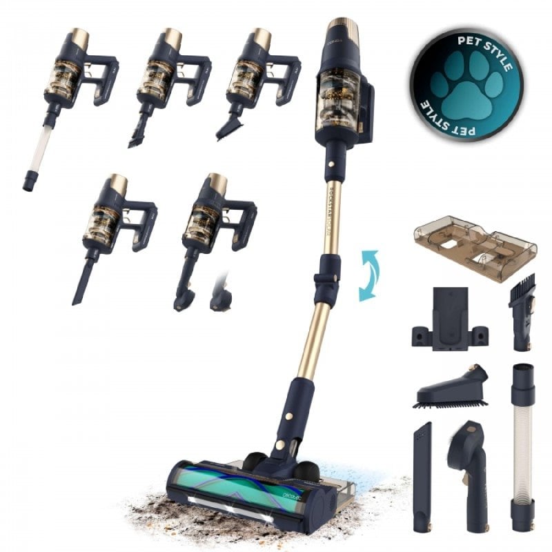 Image of Cecotec Conga Rockstar 10500 Solar AquaPet Flex Aspirapolvere Verticale 780W 100 Min Autonomia Oro/Grigio cod079