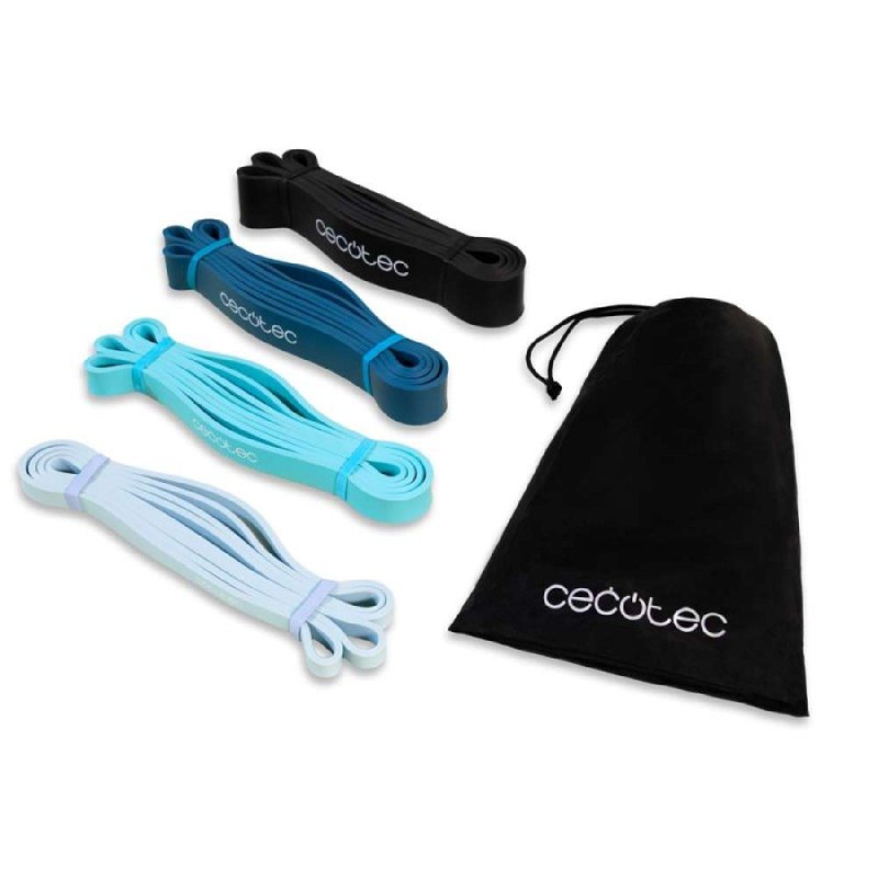 Image of Cecotec Drumfit Power Band Set Set di 4 fasce elastiche 15 Kg - 60 Kg Lattice Blu/Nero cod079