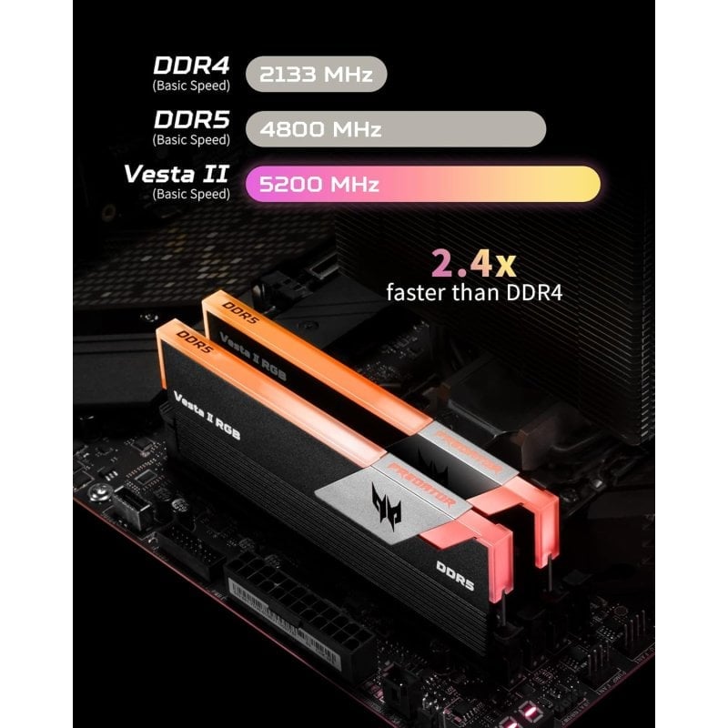 メモリー Acer Predator Vesta II DDR5 32GB 6000MHz Acer Predator Vesta II RGB DDR5 6000MHz 32GB 2x16GB CL30 at