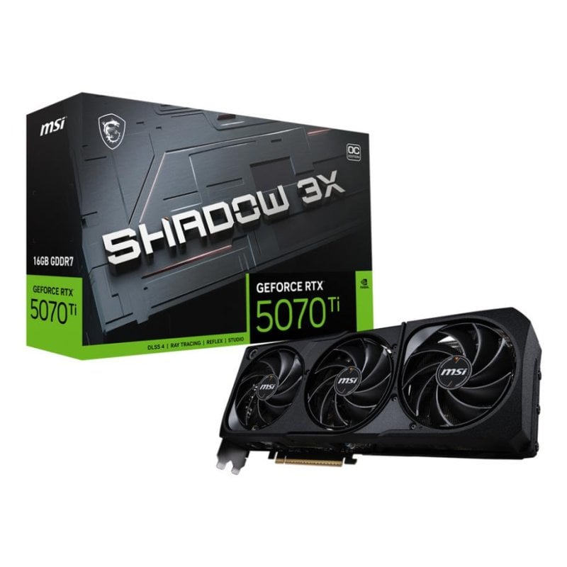 Carte graphique MSI GeForce RTX 5070 Ti SHADOW 3X OC 16 Go GDDR7 Reflex 2 RTX AI DLSS4