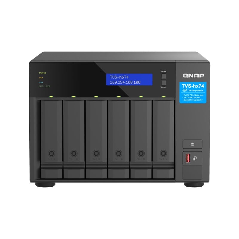 Image of QNAP TVS-H674 NAS Tower Intel® Core™ i5 i5-12400 32 GB DDR4 0 TB QuTS hero Nero cod079