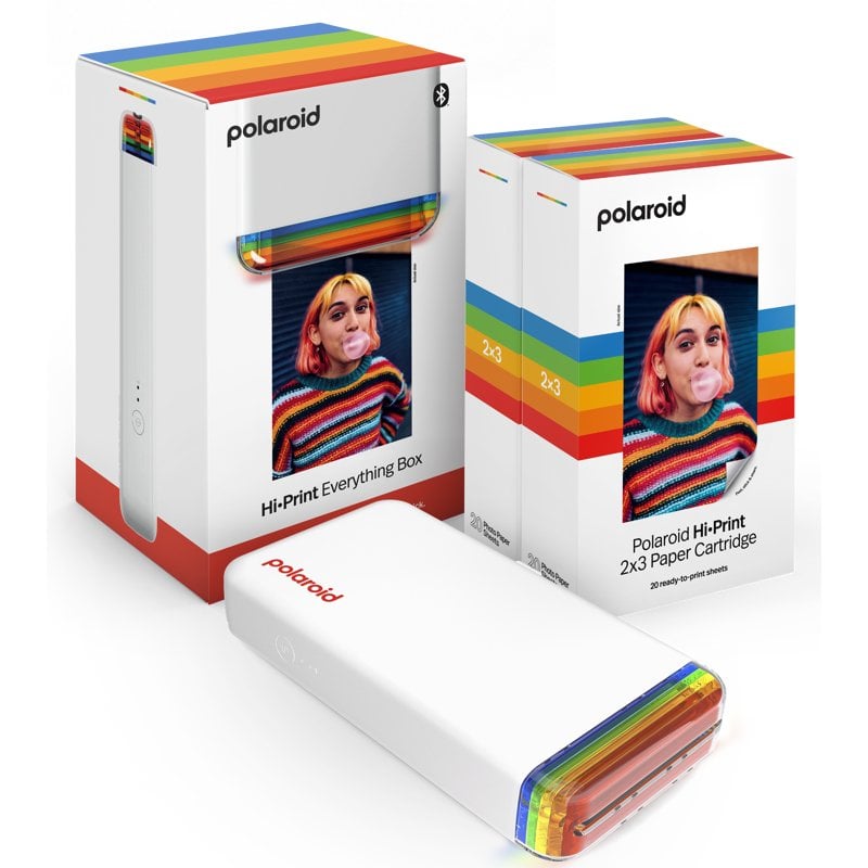 Image of Polaroid Hi-Print Everything Box Pack Stampante Hi-Print 2x3 bianca + 40 fogli adesivi per foto cod079