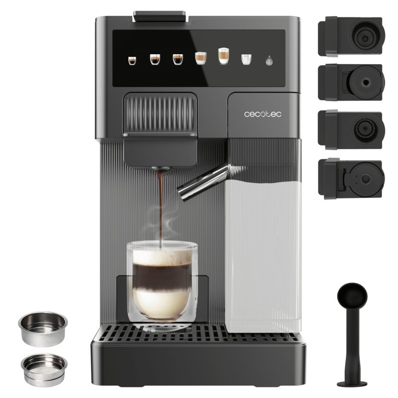 Image of Cecotec FreeStyle Latte Espresso Maker con serbatoio del latte compatto 4 in 1, adatto per caffè macinato, grigio cod079