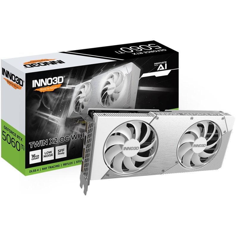 Image of INNO3D GeForce RTX 5060 Ti TWIN X2 OC 16 GB GDDR7 Reflex 2 RTX AI DLSS4 Bianco cod079