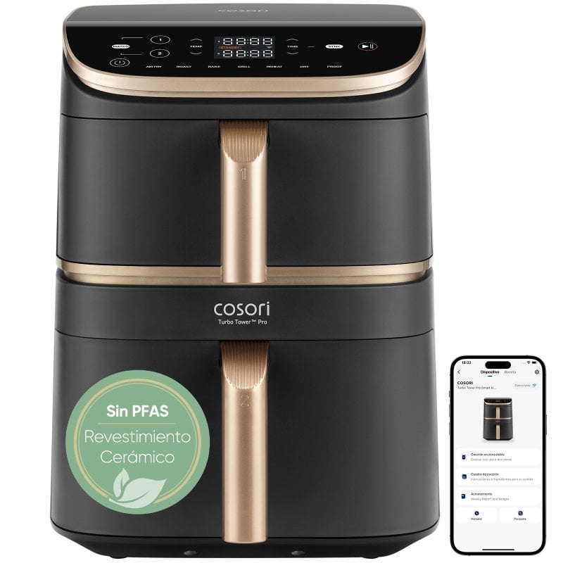 Friggitrice ad Aria Cosori Turbo Tower Pro Smart Chef Edition 10.8L 2630W WiFi Doppio Cestello