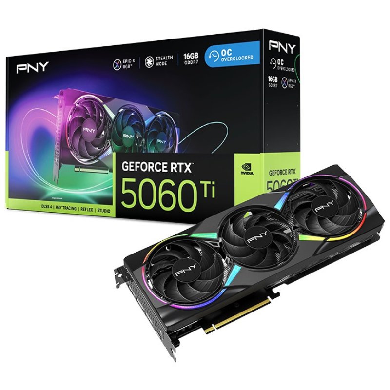 PNY GeForce RTX 5060 Ti Overclocked 8GB GDDR7 – Scheda Video Dual Fan Con DLSS4 E Ray Tracing – NVIDIA Blackwell