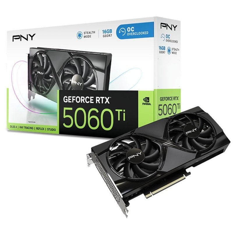 Placa Gráfica PNY GeForce RTX 5060 Ti Overclocked Dual Fan 16GB GDDR7 Reflex 2 RTX AI DLSS4