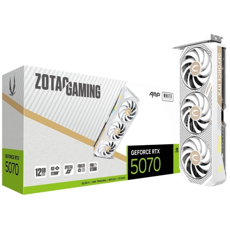 Scheda grafica ZOTAC GAMING GeForce RTX 5070 AMP White Edition 12 GB GDDR7 Reflex 2 RTX AI DLSS4 Scheda grafica ZOTAC GAMING GeForce RTX 5070 AMP White Edition 12 GB GDDR7 Reflex 2 RTX AI DLSS4