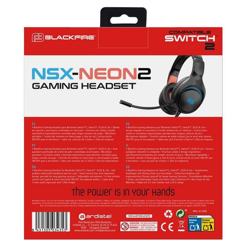 Blackfire NSX-NEON2 Auriculares Gaming Compatibles con Nintendo