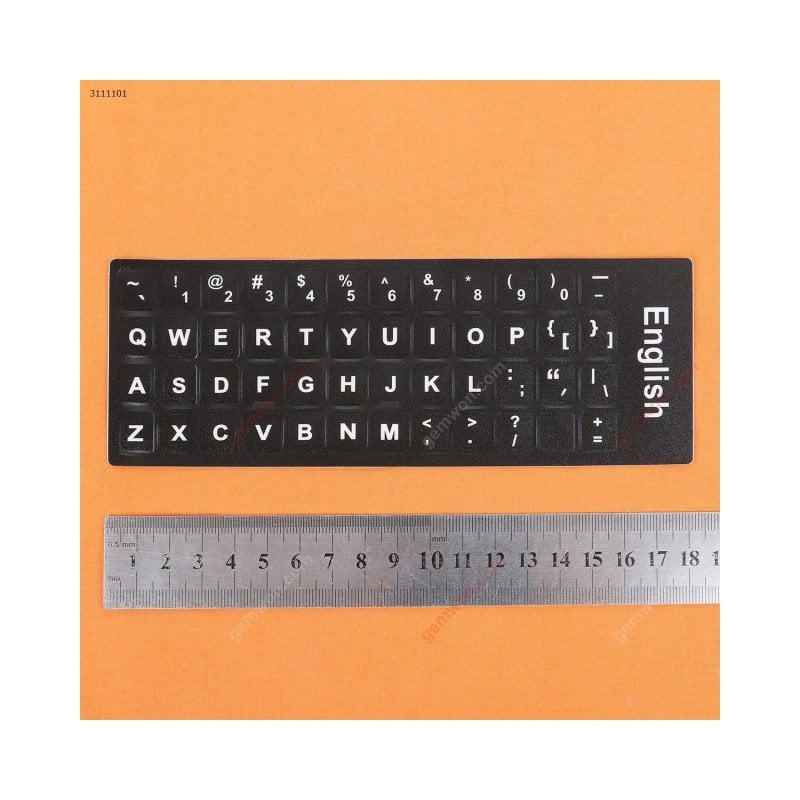 Image of Adesivo per tastiera USA, nero con lettere bianche. Cambia il layout della lingua della tastiera incollando le etichette cod079