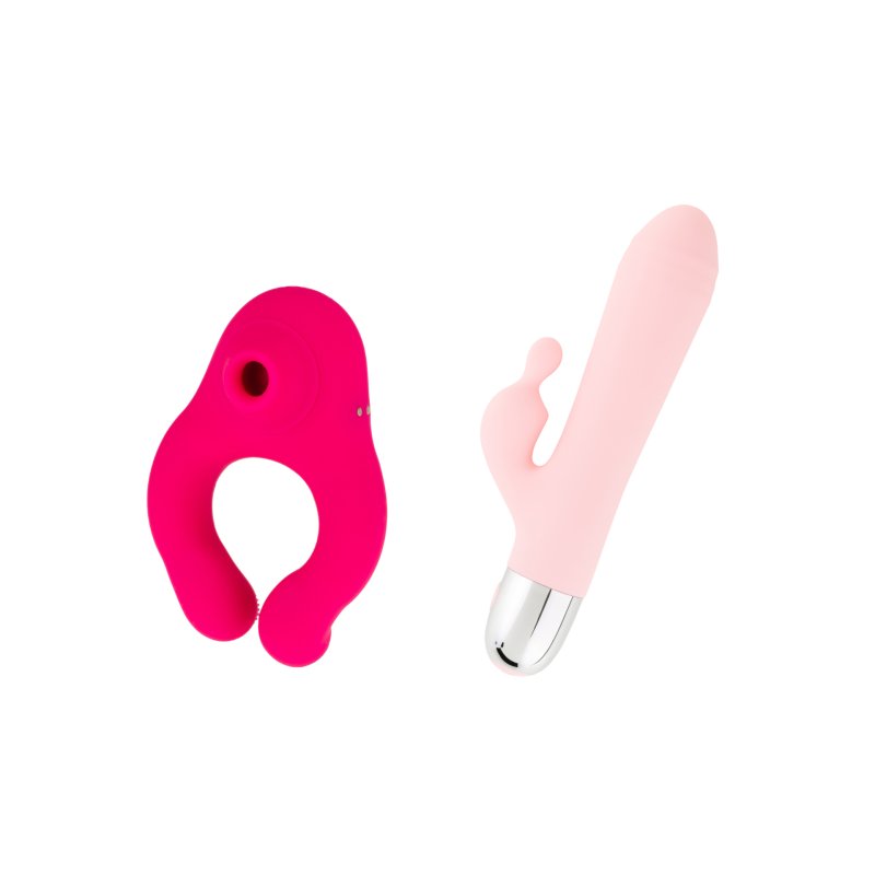 Hugbox Kit De Brinquedos Eróticos Pack Sugador De Clítoris e Vibrador Coelho
