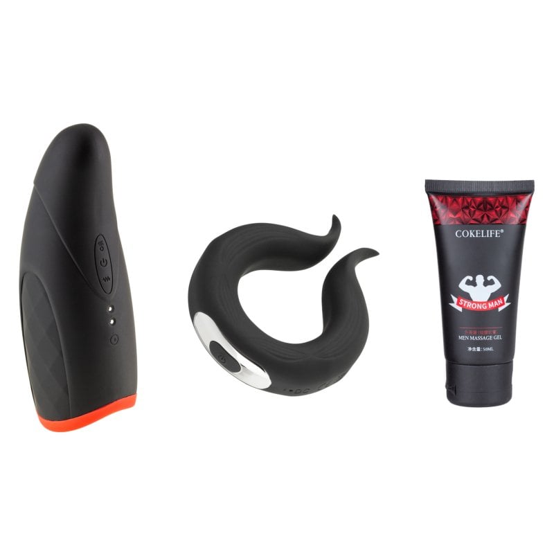 Hugbox Kit De Brinquedos Eróticos Pack Homem Anel Vibrador/Masturbador Masculino/Creme Retardante