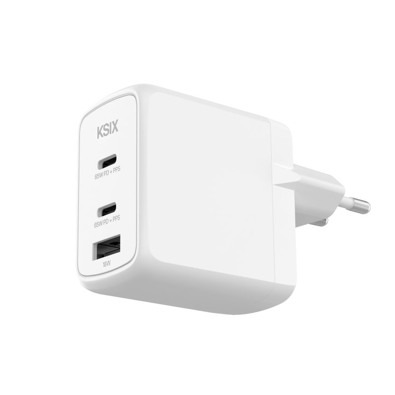 Image of Caricabatterie rapido Ksix 2xUBS-C + 1xUSB 65w Bianco cod079