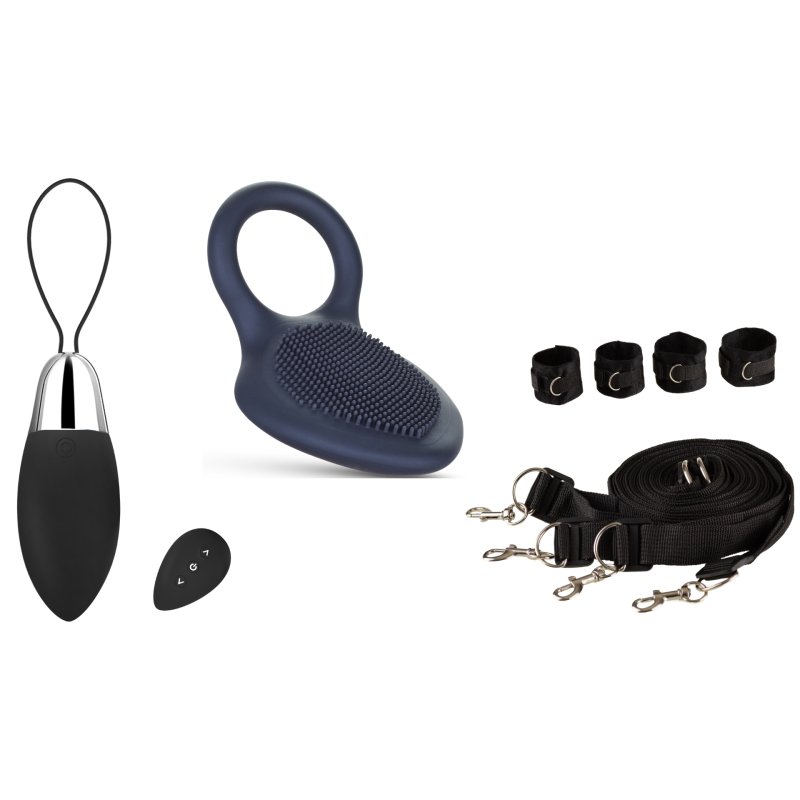 Hugbox Kit De Brinquedos Eróticos Ovo Vibratório, Anel Vibratório, Kit De Fixação à Cama