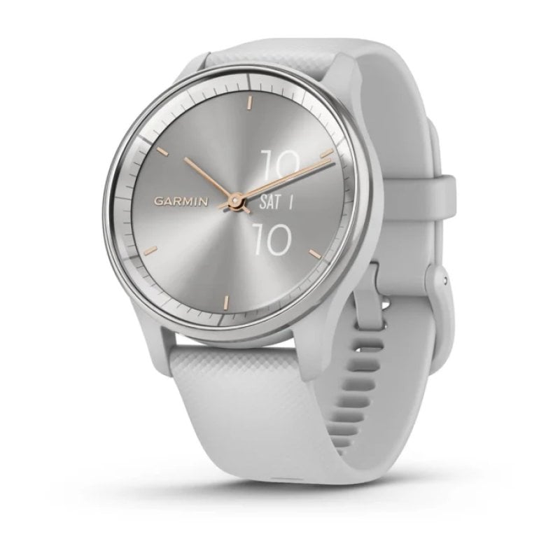 Image of Smartwatch ibrido Garmin vívomove Trend con lunetta in acciaio inossidabile argento e cinturino in silicone grigio cod079
