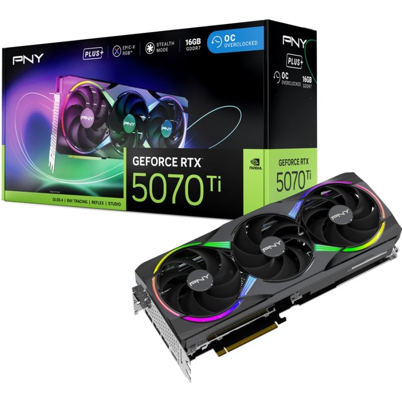 PNY GeForce RTX 5070 Ti EPIC-X RGB OC Triple Fan Plus 16 Go GDDR7 Reflex 2 RTX AI DLSS4