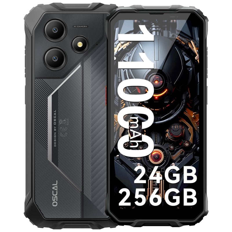 Image of Smartphone robusto OSCAL Marine 2 da 6,56" 8 GB/256 GB Dual SIM NFC 11000 mAh 18 W Android 15 Nero cod079
