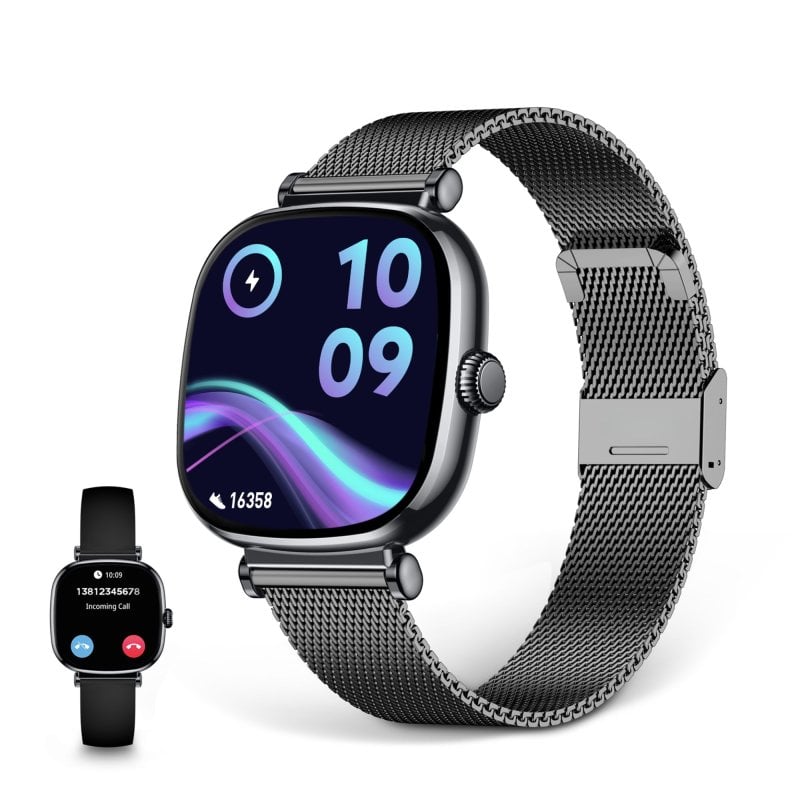 Image of Smartwatch Six Iria Amoled da 1,7" con cinturino in metallo e silicone, modalità Sport e Salute, nero cod079