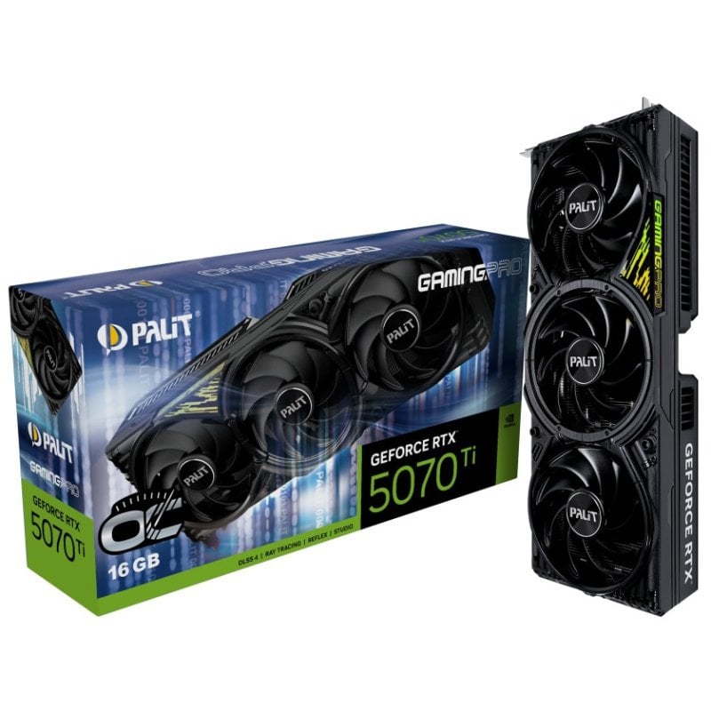 Placa Gráfica Palit GeForce RTX 5070 Ti GamingPro OC V1 16GB GDDR7 Reflex 2 RTX AI DLSS4